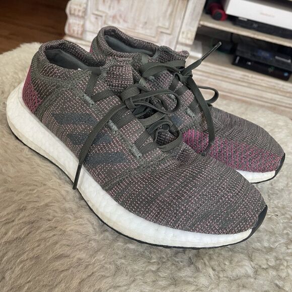 Adidas Pure Boost Go Women's Sz 8 Boost Running Shoe Night Cargo Green Maroon - Picture 6 of 14
